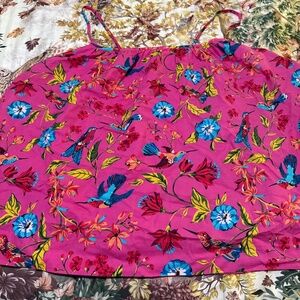 NWOT 5X Printfresh Cami Pajama Top Hot Pink Hummingbird Haven Adjustable Straps